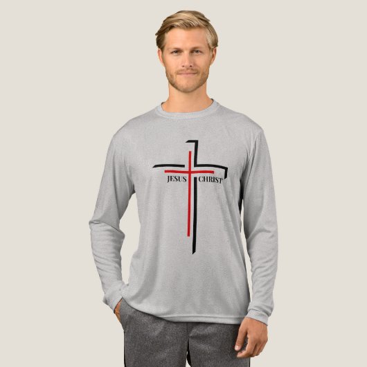 Jezus Christus Rode en Zwarte Kruis Geloof Tri-Blend Shirt (Voorkant)