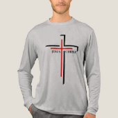 Jezus Christus Rode en Zwarte Kruis Geloof Tri-Blend Shirt (Voorkant volledig)