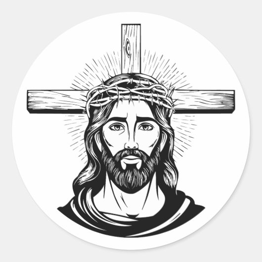 Jezus Christus Ronde Sticker (Voorkant)