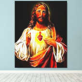 Jezus Christus Sacred Heart Canvas Afdruk (Insitu (Houten vloer))