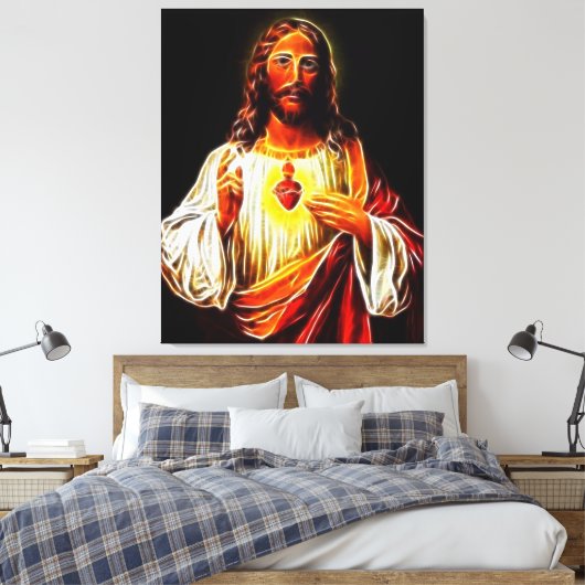Jezus Christus Sacred Heart Canvas Afdruk (Insitu (Slaapkamer))
