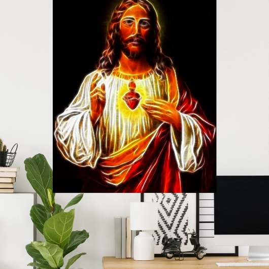 Jezus Christus Sacred Heart Poster (Thuiskantoor)