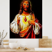 Jezus Christus Sacred Heart Poster (Keuken)