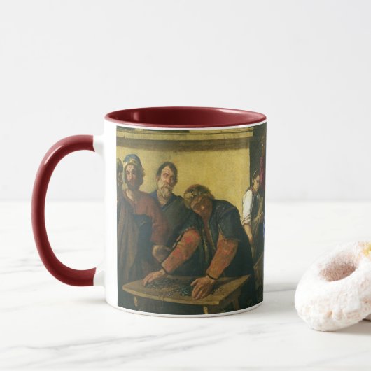 Jezus Christus schoonmaken van de tempel Mok (Met donut)