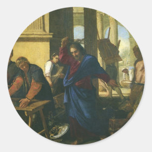 Jezus Christus schoonmaken van de tempel Ronde Sticker