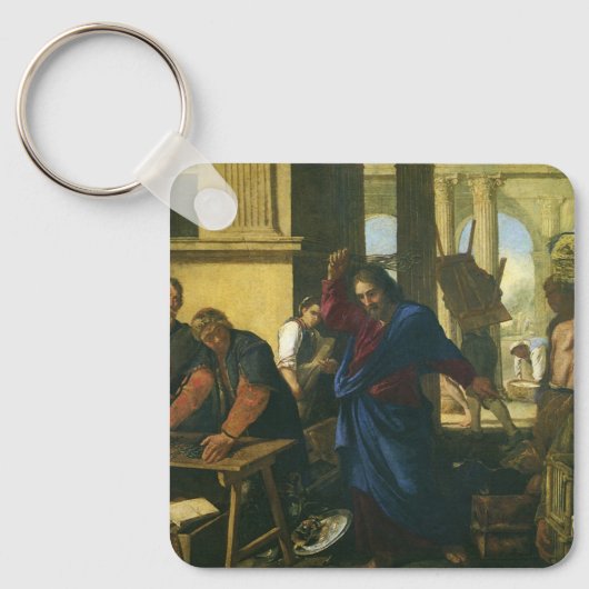 Jezus Christus schoonmaken van de tempel Sleutelhanger (Voorkant)