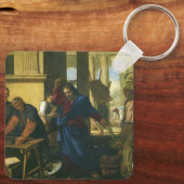 Jezus Christus schoonmaken van de tempel Sleutelhanger (Achterkant)
