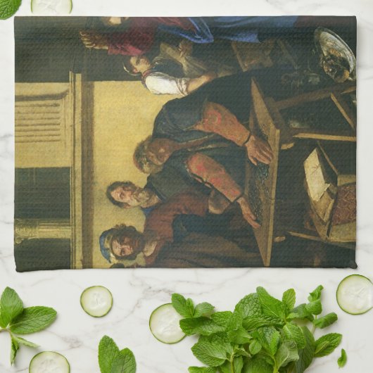 Jezus Christus schoonmaken van de tempel Theedoek (Gevouwen)