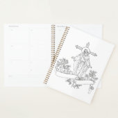 Jezus Christus scroll en bloemen kunst kleurplaat Planner (Display)