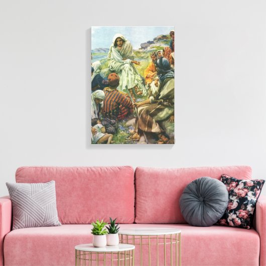 Jezus Christus Sermon op de berg,  religie Canvas Afdruk (Insitu (Woonkamer))