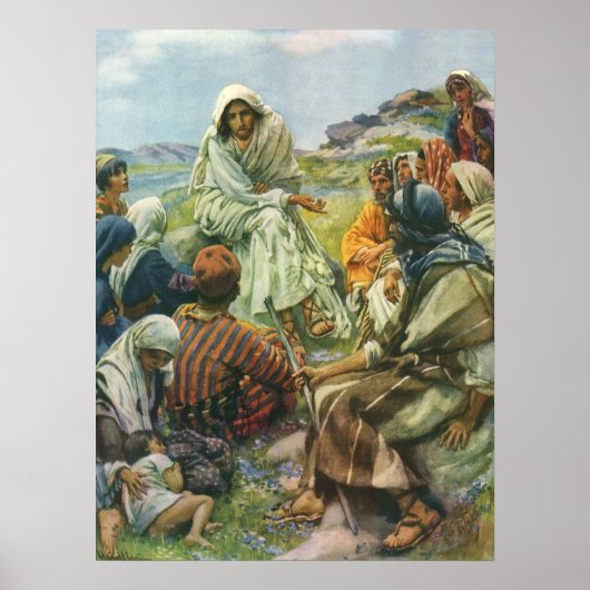 Jezus Christus Sermon op de berg,  religie Poster (Voorkant)