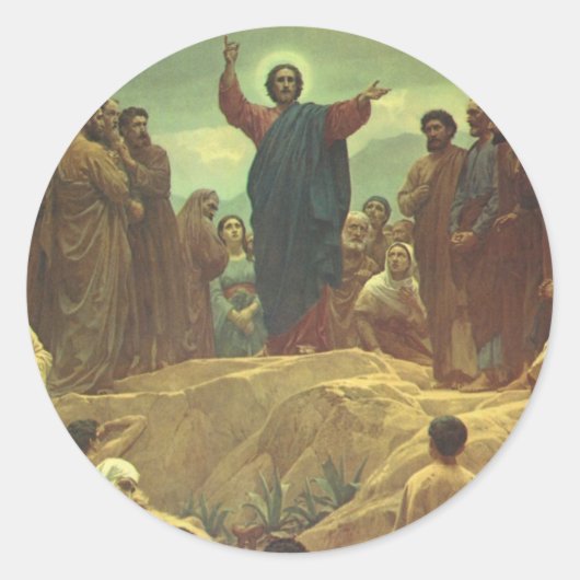 Jezus Christus Sermon op de berg,  religie Ronde Sticker (Voorkant)