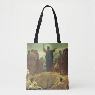 Jezus Christus Sermon op de berg, religie Tote Bag
