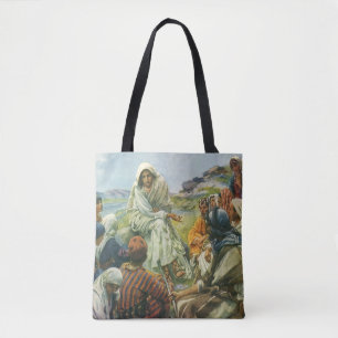 Jezus Christus Sermon op de berg, religie Tote Bag