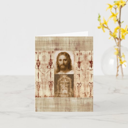 Jezus Christus Shroud van Turijn Heilig Gezicht Kaart (Gele Bloem)
