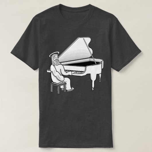 Jezus Christus speelt de grote piano T-shirt (Design voorkant)