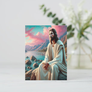 Jezus Christus staart naar de hemelse horizon Briefkaart