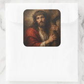 Jezus Christus (sticker) Vierkante Sticker (Tas)