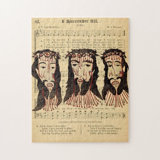 Jezus Christus Thorn Crown Folk kunst schilderen Legpuzzel (Verticaal)