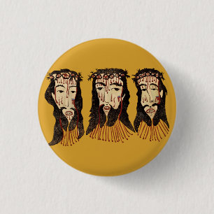 Jezus Christus Thorn Crown Folk kunst schilderen Ronde Button 3,2 Cm