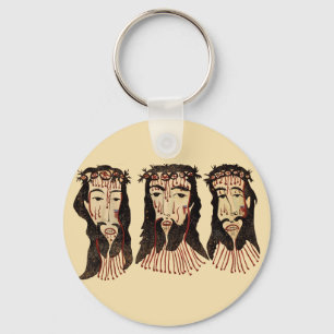Jezus Christus Thorn Crown Folk kunst schilderen Sleutelhanger