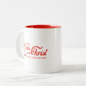 Jezus Christus Tweekleurige Koffiemok (Voorkant links)