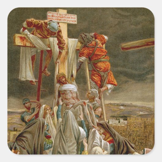Jezus Christus uit het Kruis gehaald Vierkante Sticker (Voorkant)