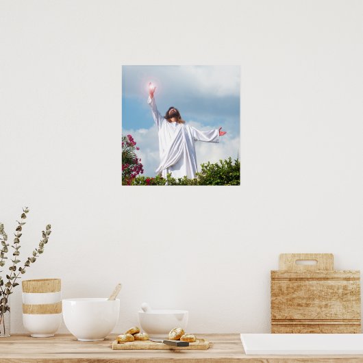 Jezus Christus verspreidt zich naar de hemel van d Poster (Keuken)