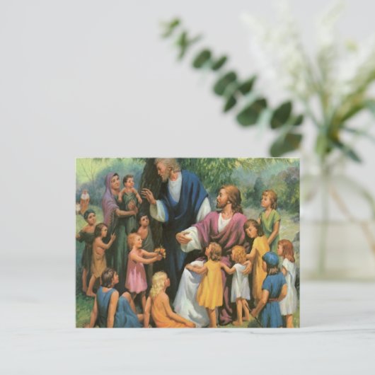 Jezus Christus verstikkende kinderen,  religie Briefkaart (Staand voorkant)