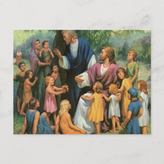 Jezus Christus verstikkende kinderen,  religie Briefkaart (Voorkant)