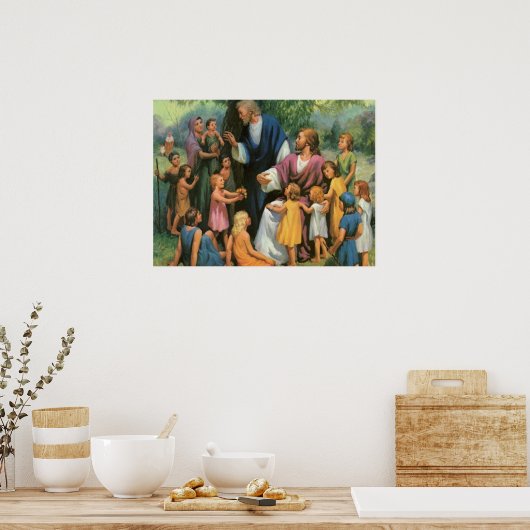 Jezus Christus verstikkende kinderen,  religie Poster (Keuken)