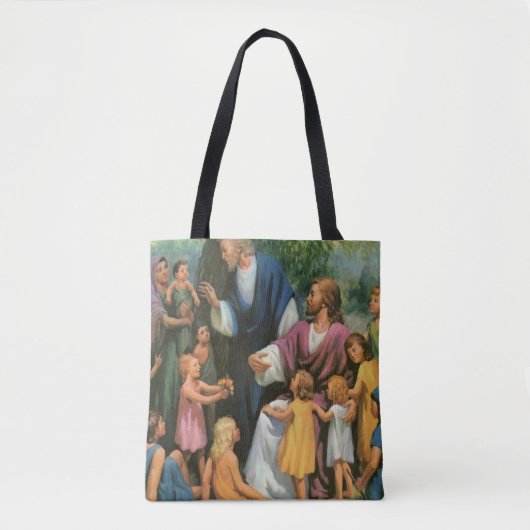 Jezus Christus verstikkende kinderen,  religie Tote Bag (Voorkant)