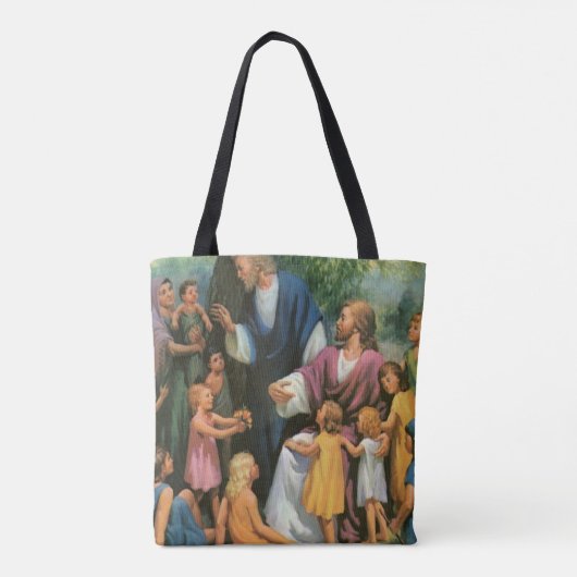 Jezus Christus verstikkende kinderen, religie Tote Bag (Achterkant)
