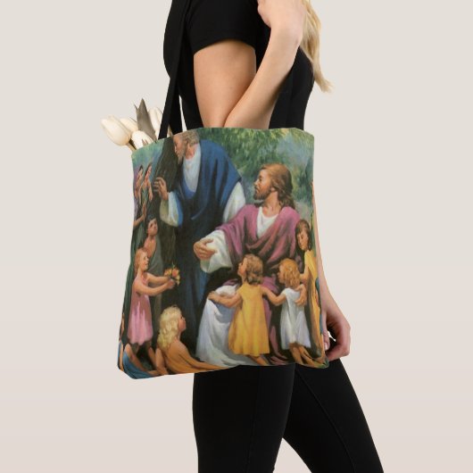 Jezus Christus verstikkende kinderen, religie Tote Bag (Dichtbij)