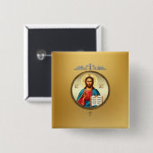 Jezus Christus Vierkante Button 5,1 Cm (Voorkant /achterkant)
