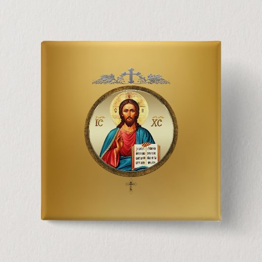 Jezus Christus Vierkante Button 5,1 Cm (Voorkant)