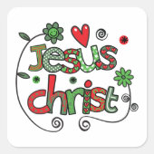 Jezus Christus Vierkante Sticker (Voorkant)