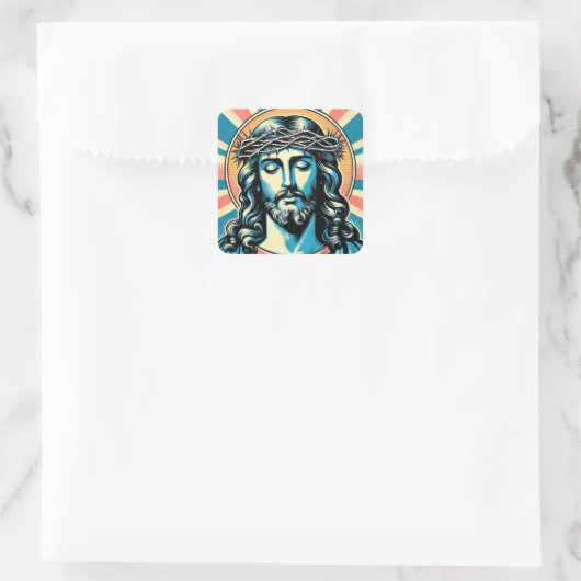 Jezus Christus Vierkante Sticker (Tas)