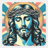Jezus Christus Vierkante Sticker (Voorkant)