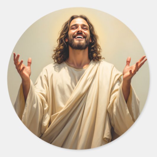 Jezus Christus viert het goede nieuws Ronde Sticker (Voorkant)