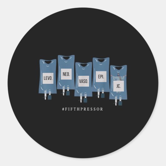 Jezus Christus Vijfde Pressor Full Code Nurse Icu  Ronde Sticker (Voorkant)