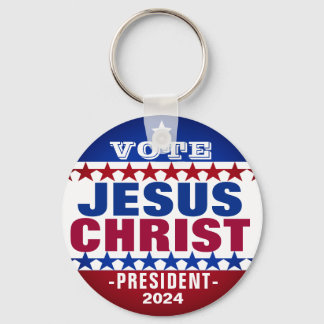 Jezus Christus voor President 2024 Campaign Button Sleutelhanger