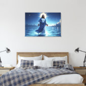 Jezus Christus wandelt op het Bijbelse watertoneel Canvas Afdruk (Insitu (Slaapkamer))