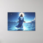 Jezus Christus wandelt op het Bijbelse watertoneel Canvas Afdruk (Voorkant)