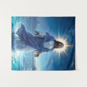 Jezus Christus wandelt op het Bijbelse watertoneel Wandkleed (Voorkant (horizontaal))