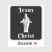 Jezus Christus (wit op zwart) Sticker (Vel)