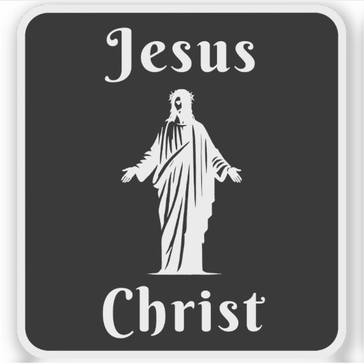 Jezus Christus (wit op zwart) Sticker (Voorkant)