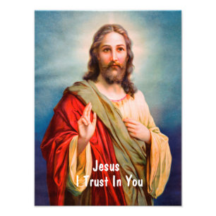 Jezus Christus Zegen Ik Vertrouw Op Jou Quote  Foto Afdruk