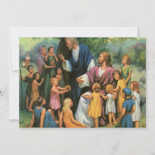 Jezus Christus Zegenende Kinderen, Vintage Religie Kaart