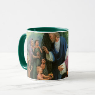 Jezus Christus Zegenende Kinderen, Vintage Religie Mok